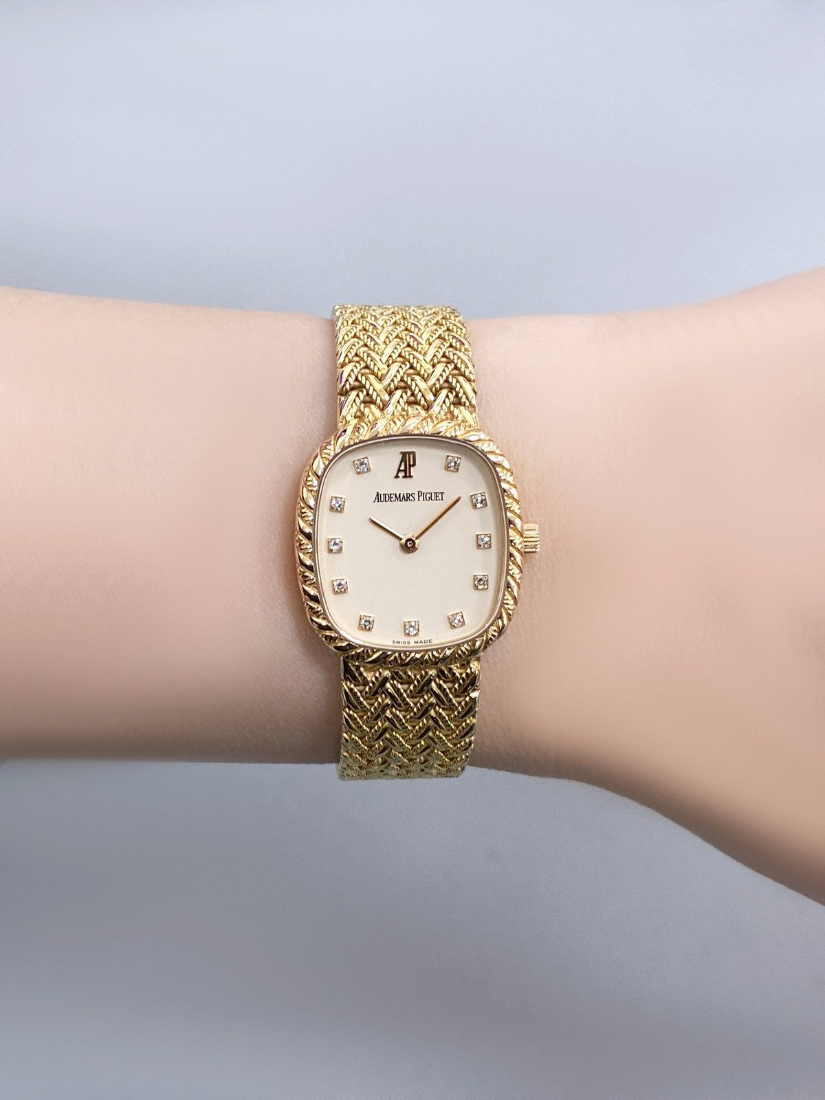 Oval Gold Watch with Intricate Bracelet — Gold Watches for Women