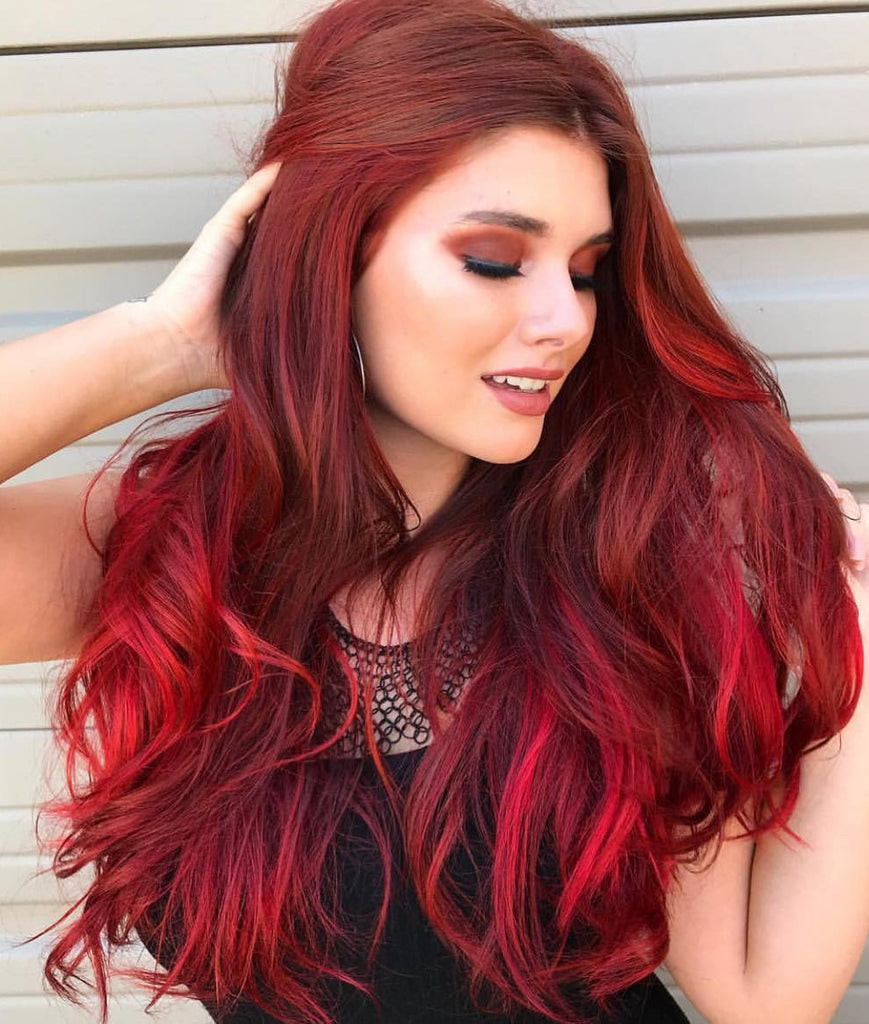Ruby Red With Neon Red Highlights — Ruby Red Hair