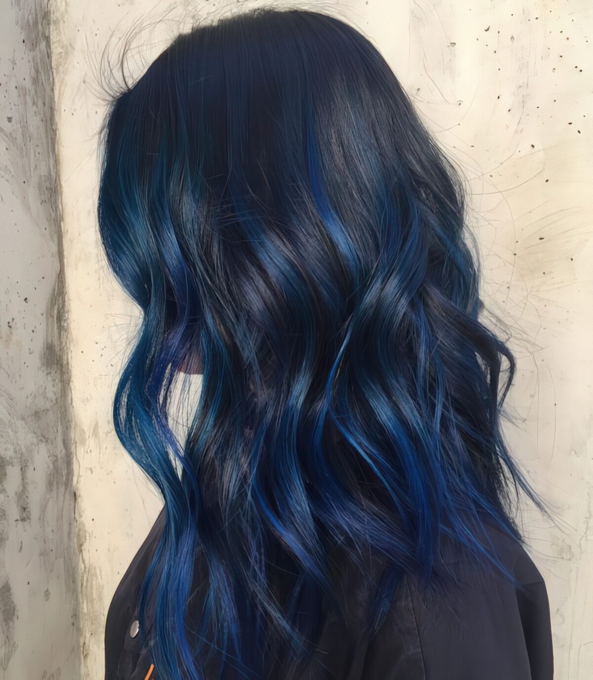 Black Base With Vibrant Blue Highlights Visual Idea Black Base With Vibrant Blue Highlights Visual Idea — Blue Highlights on Black Hair
