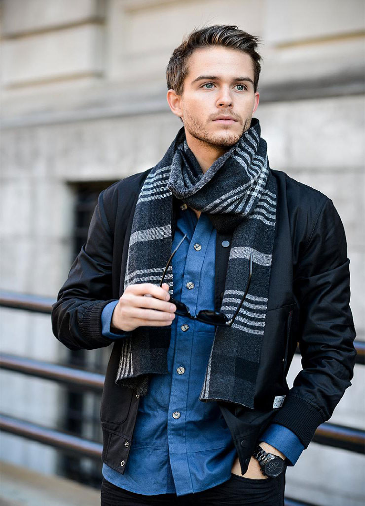 Bomber Jacket with Scarf and Loafers Bomber Jacket with Scarf and Loafers — Mens Business Casual Outfits