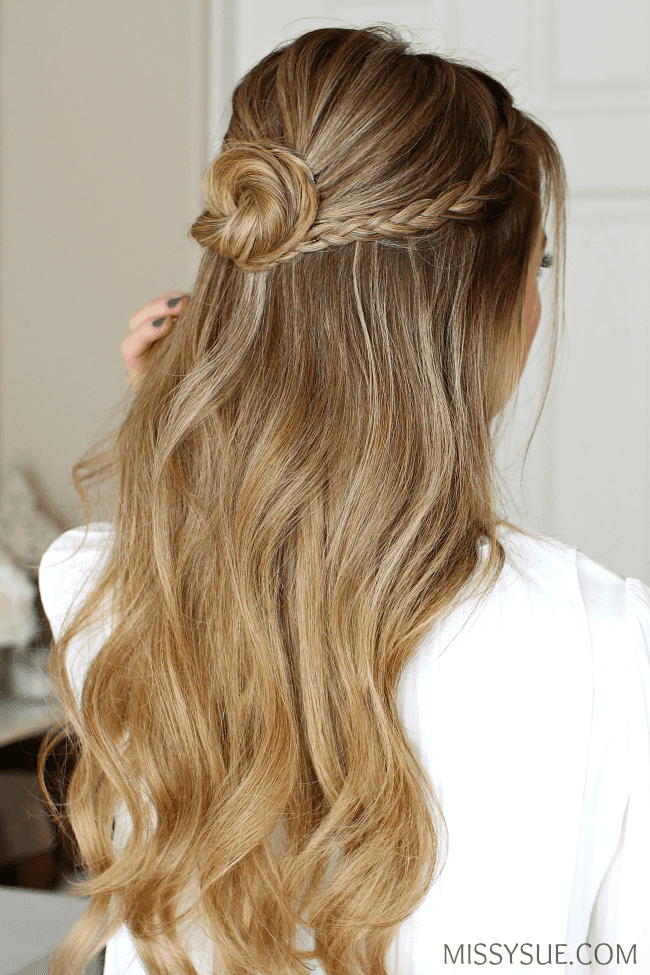 Half Updo with Crown Braided Bun
