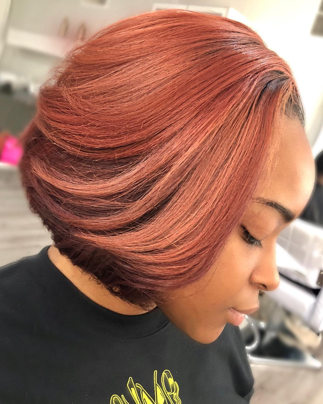 Rose Gold Copper Bob — Ginger Hair on Black Women