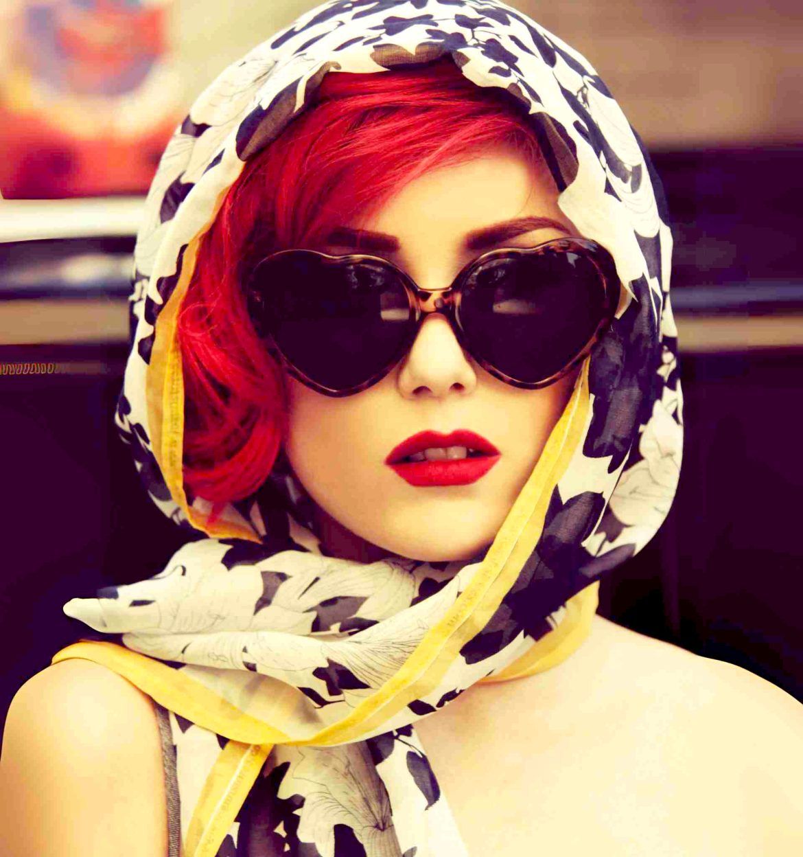 Tortoiseshell Heart-Shaped Sunglasses with Headscarf — Sunglasses for Heart Shaped Face