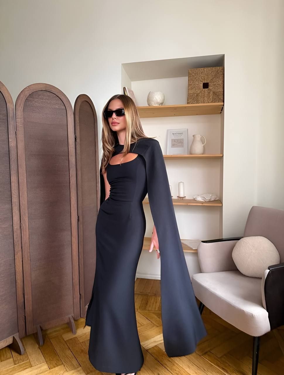 Black Maxi Dress with Dramatic Cape Overlay Black Maxi Dress with Dramatic Cape Overlay — Cape Cod Outfits