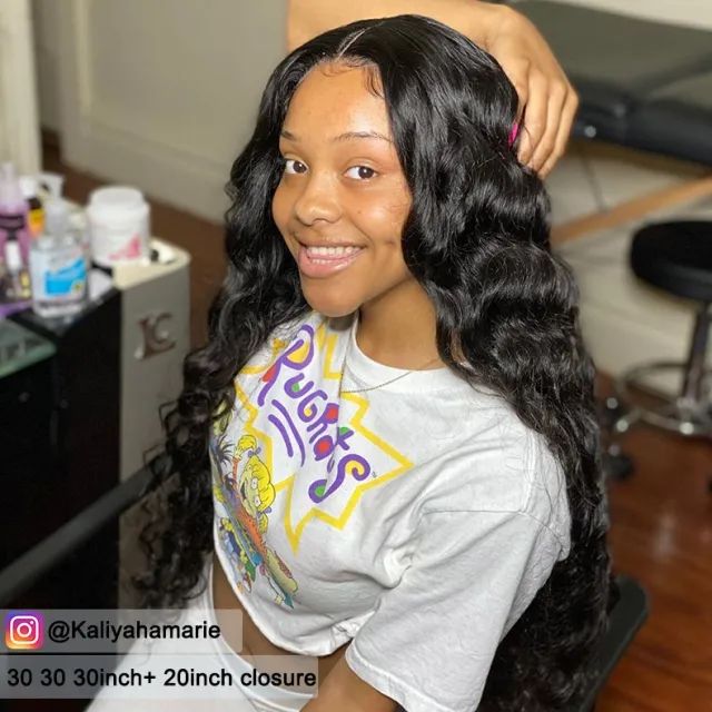 Black Hair With Natural Flowing Waves — Closure Sew In