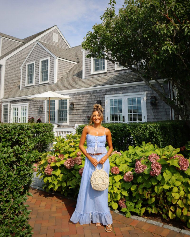 Light Blue Cotton Gauze Matching Set with Ruffled Skirt — Nantucket Outfits
