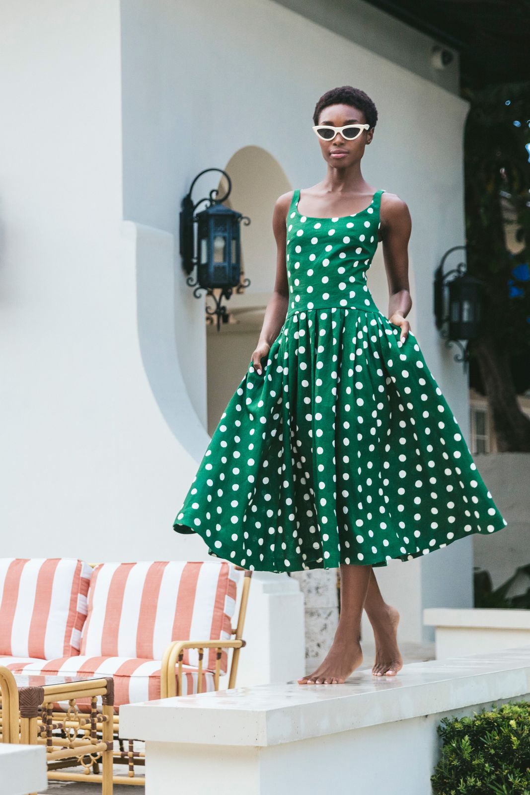 Fit-and-Flare Midi Dress with Voluminous Skirt Fit-and-Flare Midi Dress with Voluminous Skirt — Polka Dot Dresses