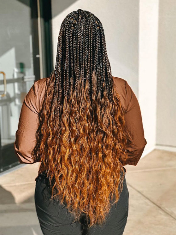 Ombre Box Braids with Wavy Ends Ombre Box Braids with Wavy Ends — Braids for Medium Hair