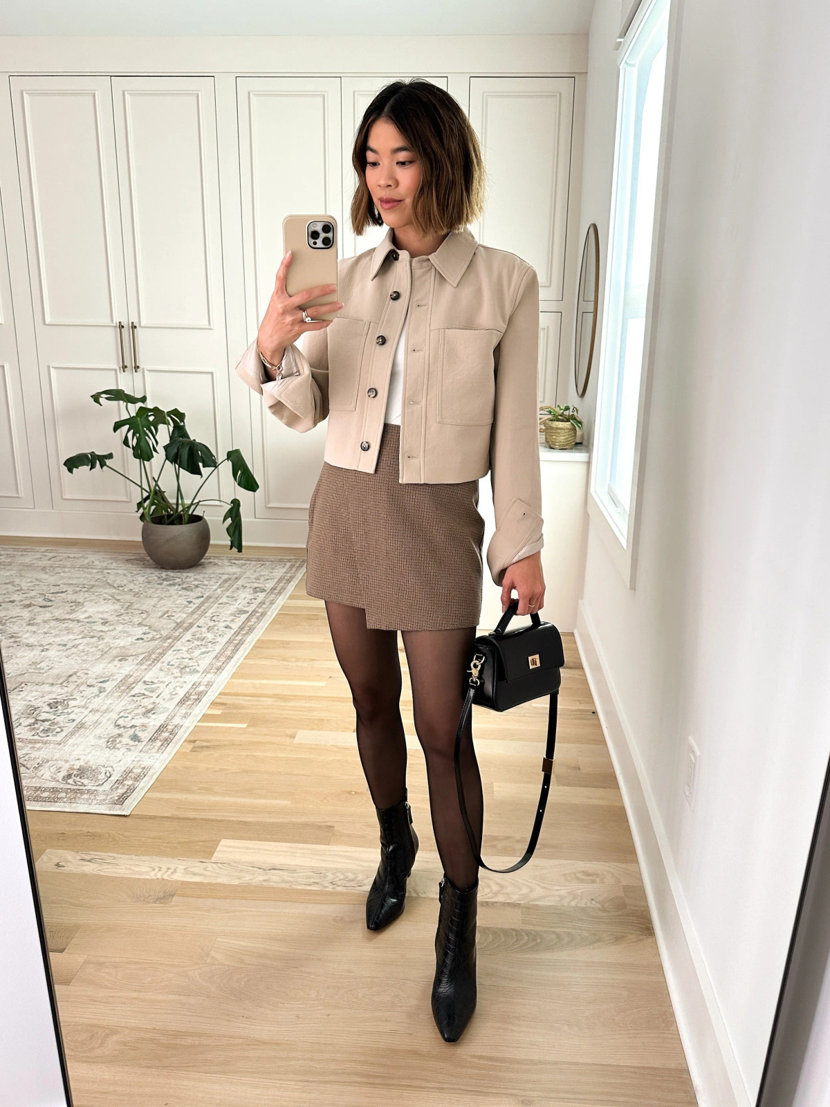 Smart Casual Layering: Abercrombie Tweed Skirt Ensemble — Abercrombie Outfits
