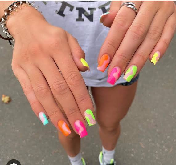 Abstract Color Blocks Visual Idea — Festival Nails