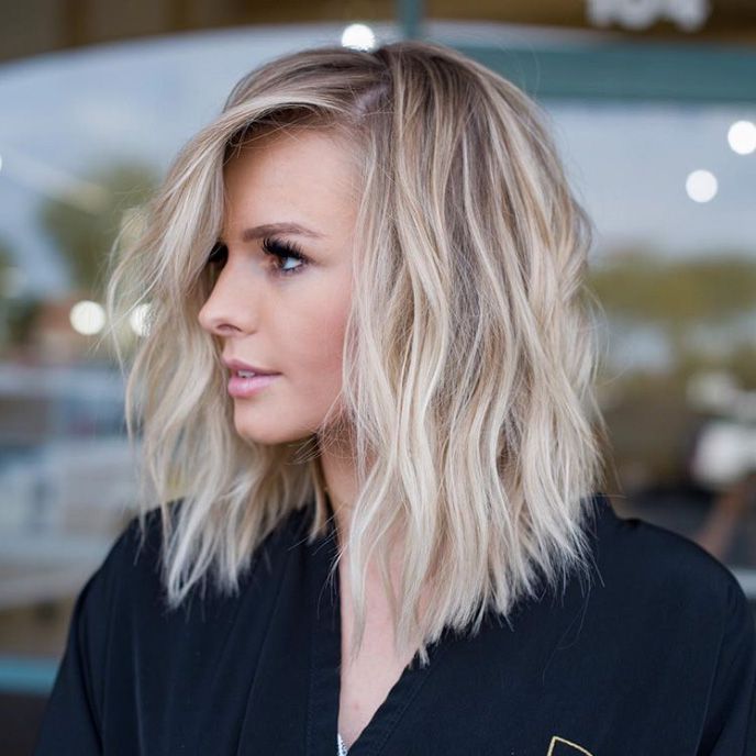 Textured Platinum Lob With Root Shadow — Photoshoot Hairstyles