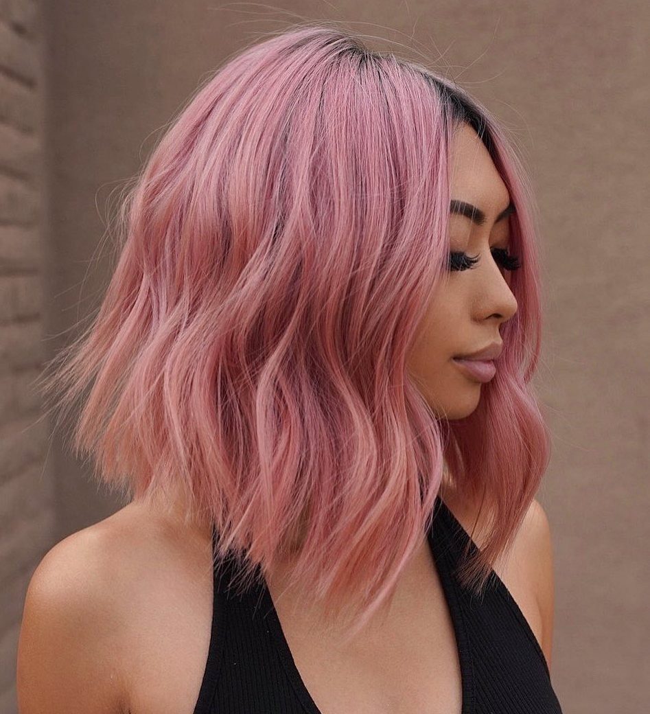 Bob Layers Vibrant Pastel Pink Chin Bob — Pastel Hair