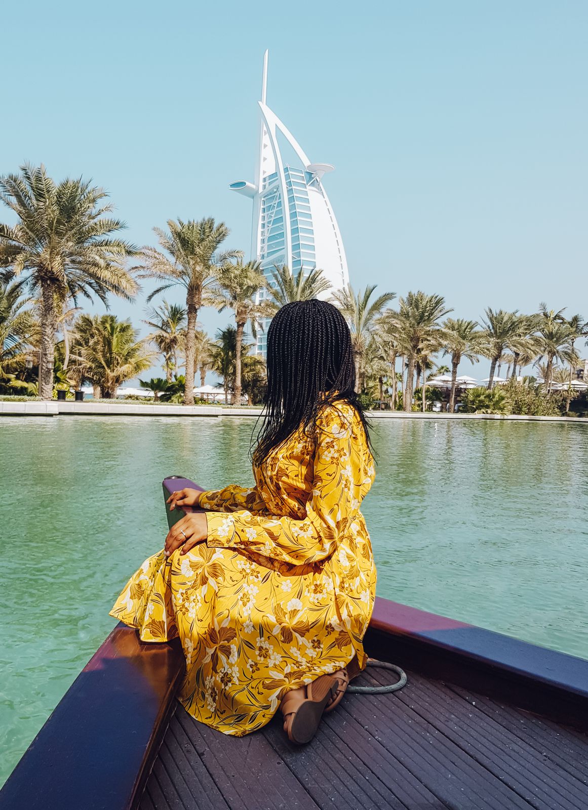 Daytime Cruise: Yellow Floral Long-Sleeve Dress Daytime Cruise: Yellow Floral Long-Sleeve Dress — Dubai Outfits