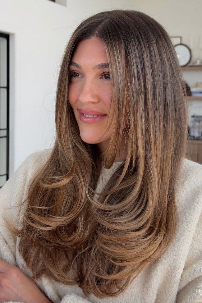 Long Layers With Face-Framing Pieces Visual Idea Long Layers With Face-Framing Pieces Visual Idea — Hair Color for Olive Skin