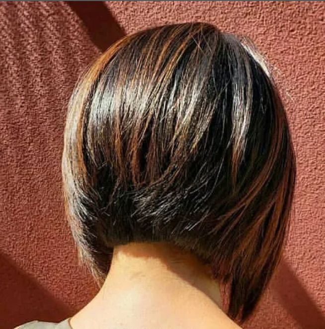 Dark Brown Stacked Bob Back View Dark Brown Stacked Bob Back View — Bob for Thick Hair