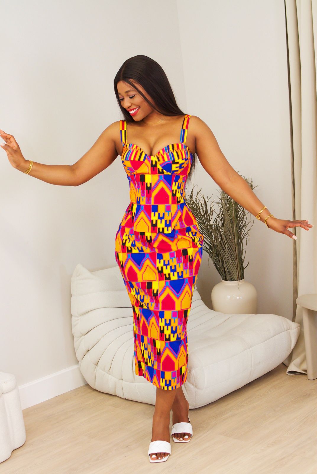 Geometric Print Midi Sheath Dress Geometric Print Midi Sheath Dress — Afrocentric Outfits