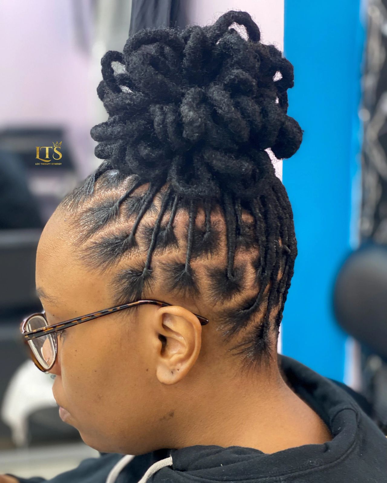 Coily Black Locs Flower Petal Updo — Loc Petals
