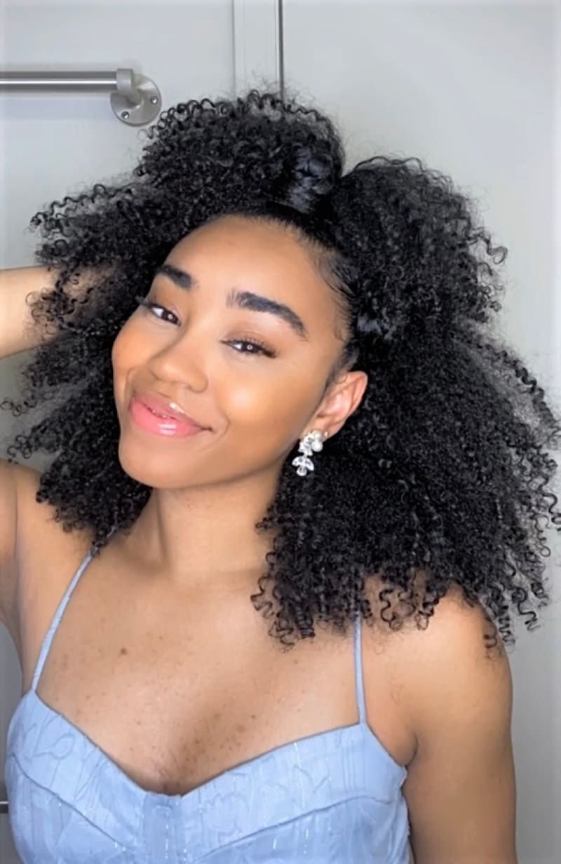 Shoulder Length Dark Brown Half Up — Half Up Half Down with Curls
