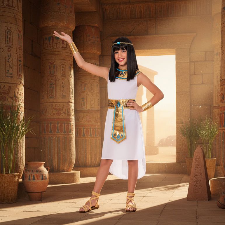 Costume Party Dress Up Child's Egyptian Costume with Gold and Blue Trim Costume Party Dress Up Child's Egyptian Costume with Gold and Blue Trim — Egypt Outfits