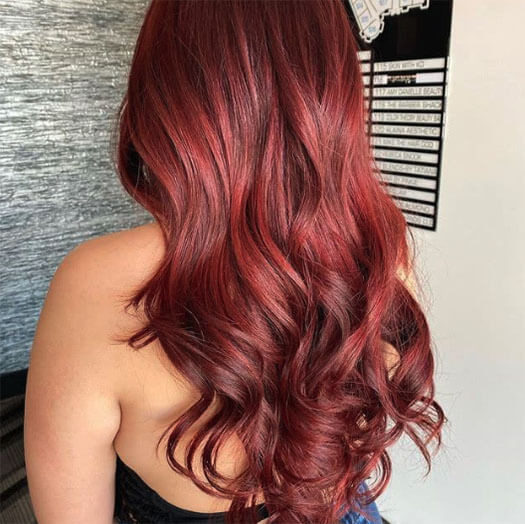 Back View Medium Crop Visual Idea — Dark Red Hair