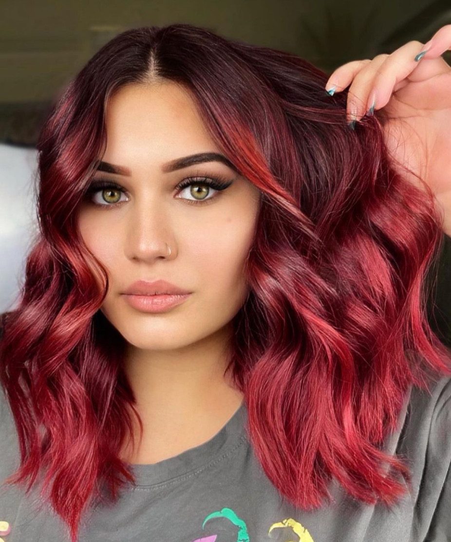 Deep Red Base With Bright Red Highlights — Bright Red Hair