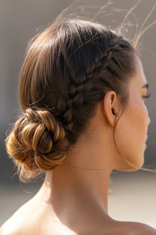 Thick Wavy Dark Blonde Braid — Braided Low Bun