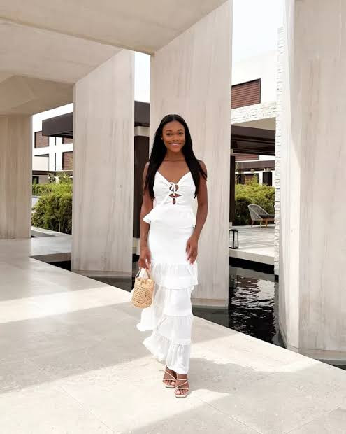 White Tiered Maxi Dress with Cutout Detail for Resort White Tiered Maxi Dress with Cutout Detail for Resort — Cabo Outfits