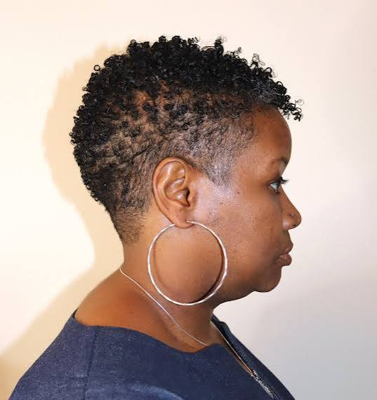 Textured Curls Swept to Side with Undercut — Tapered Cut for Black Women