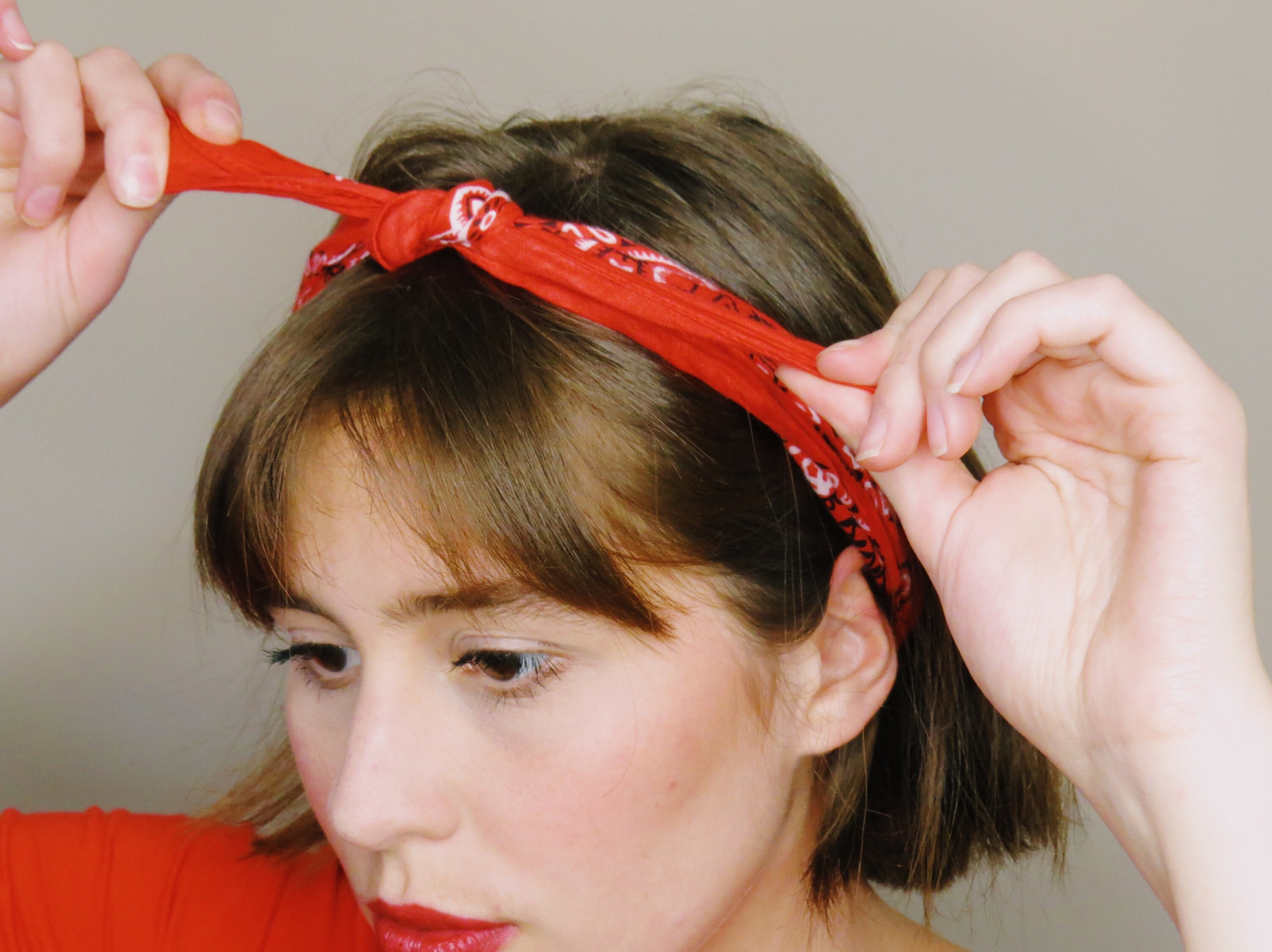 Red Bandana Head Wrap with Matching Top — Bandana Outfits