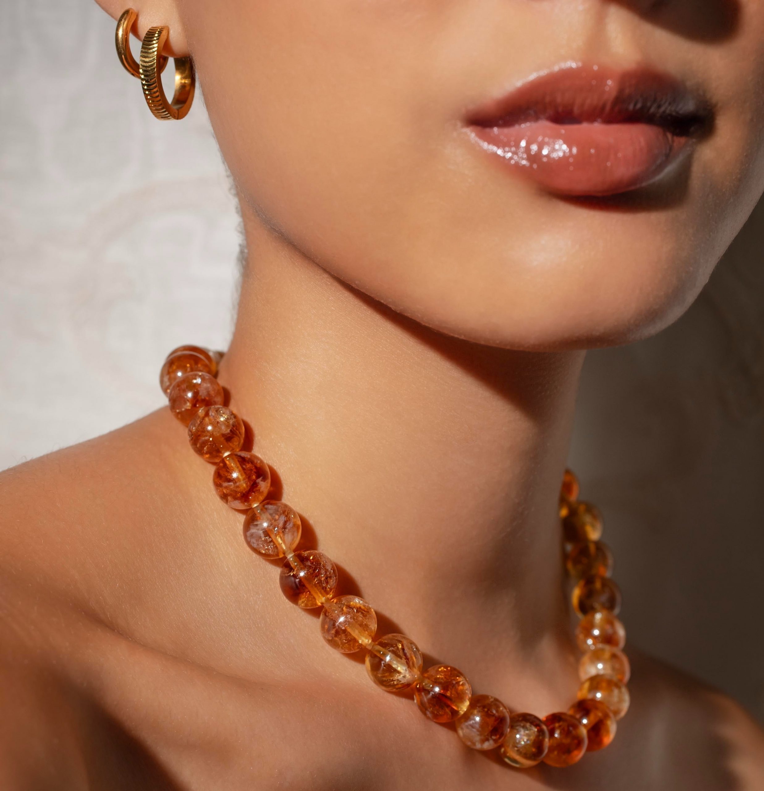 Chunky Beaded Necklace in Orange and Amber Tones Chunky Beaded Necklace in Orange and Amber Tones — Chunky Jewelry