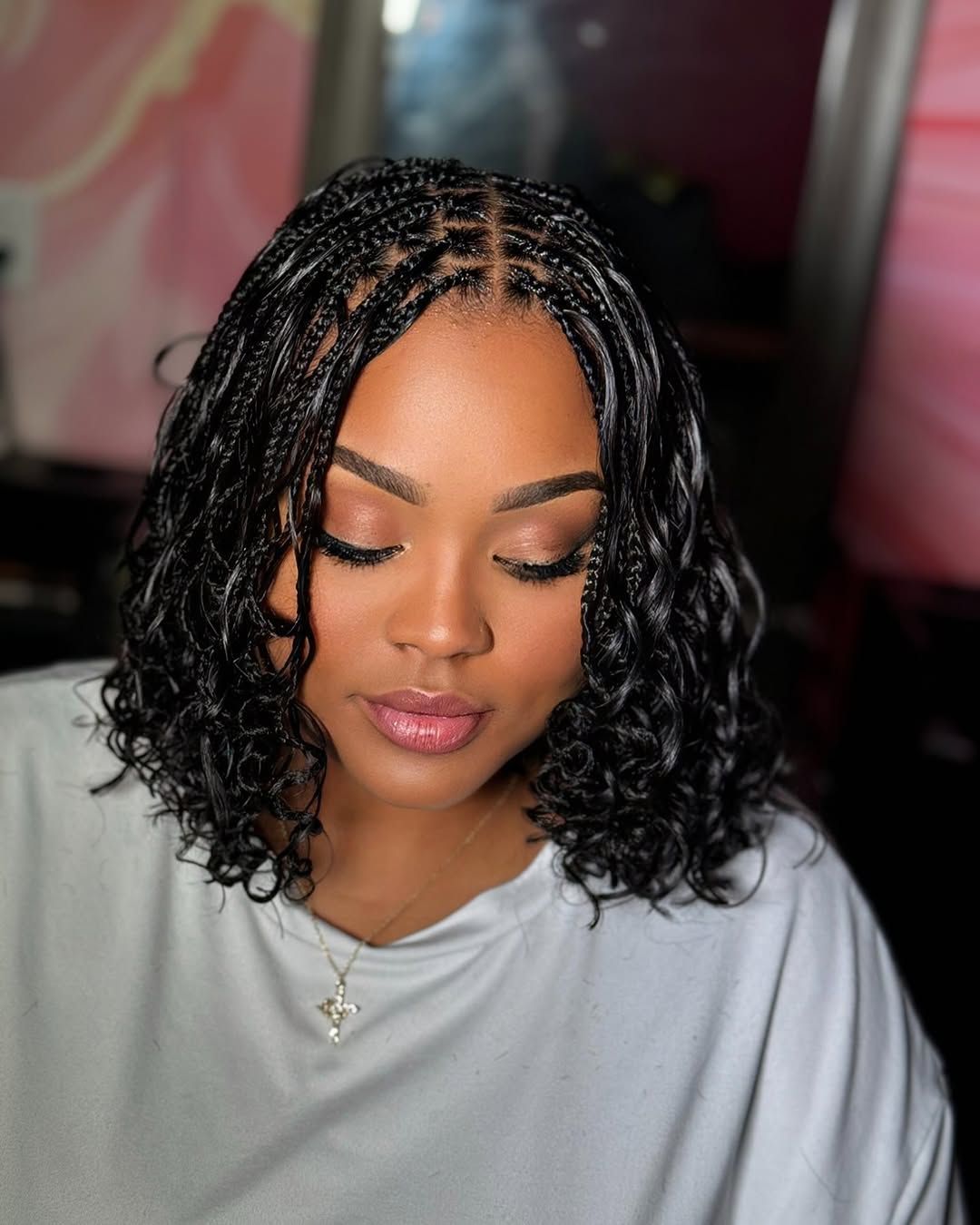 Micro Braids Bob With Curly Ends Micro Braids Bob With Curly Ends — Braids with Curly Ends