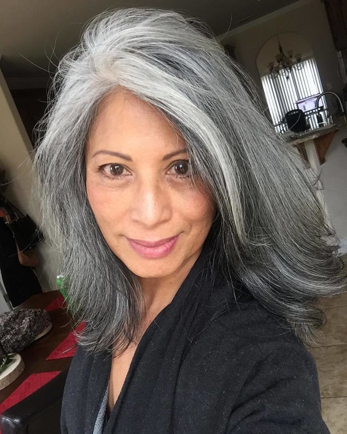 Collarbone Layers With Air-Dried Waves Collarbone Layers With Air-Dried Waves — Gray Natural Hair