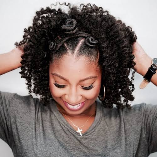 No Bangs Layered Shoulder Length Bantu Knot Out