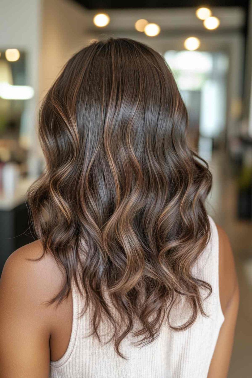 Dark Brown With Caramel and Ash Highlights Dimension Dark Brown With Caramel and Ash Highlights Dimension — Hair Color for Tan Skin