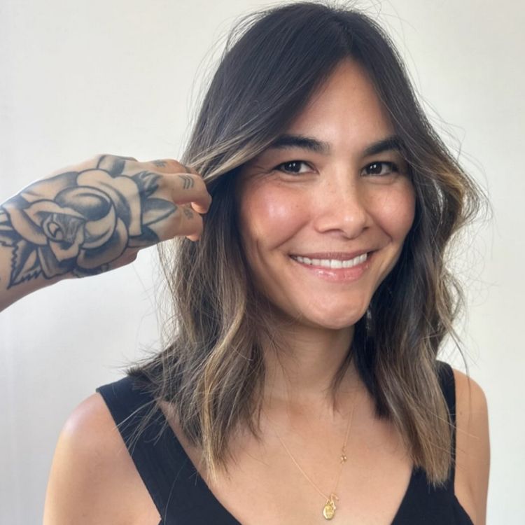 Medium Brown With Subtle Highlights Visual Idea — Collarbone Length Hair