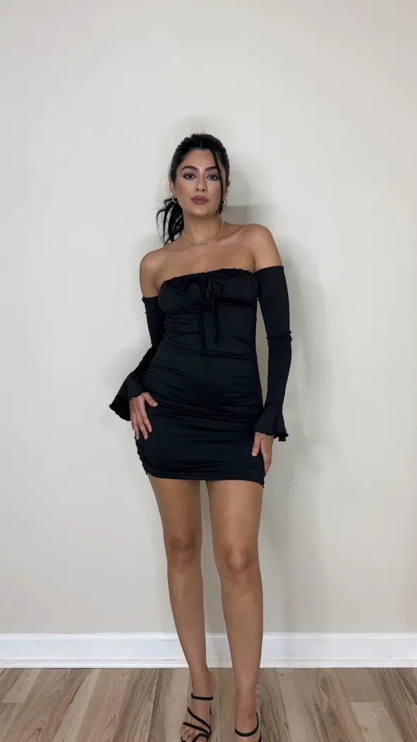 Off-the-Shoulder Ruched Mini Dress for Evening Glamour Shein Outfits