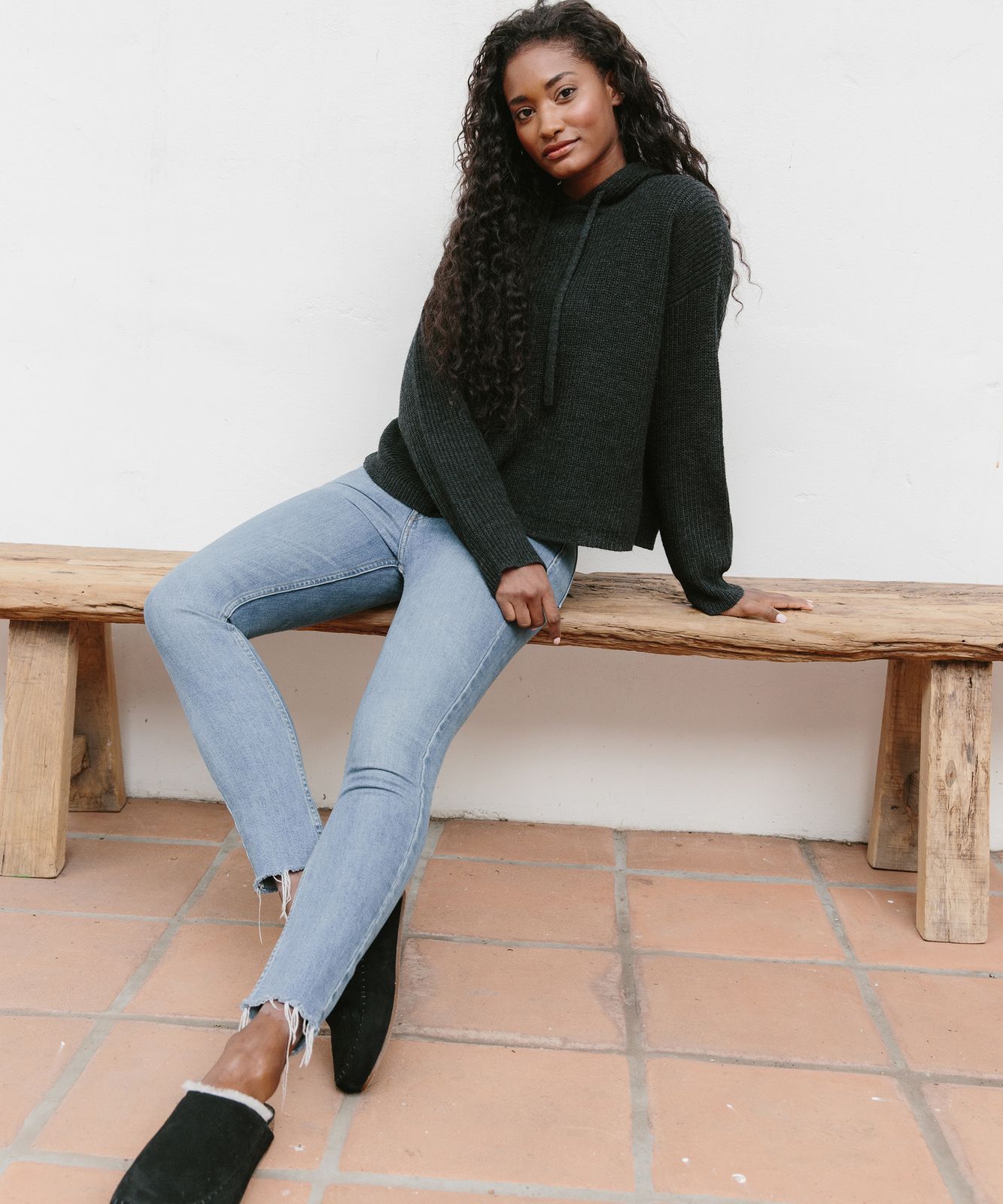 Distressed Jeans and Hooded Sweater: Effortless WFH Weekend Style Distressed Jeans and Hooded Sweater: Effortless WFH Weekend Style — Work From Home Outfits