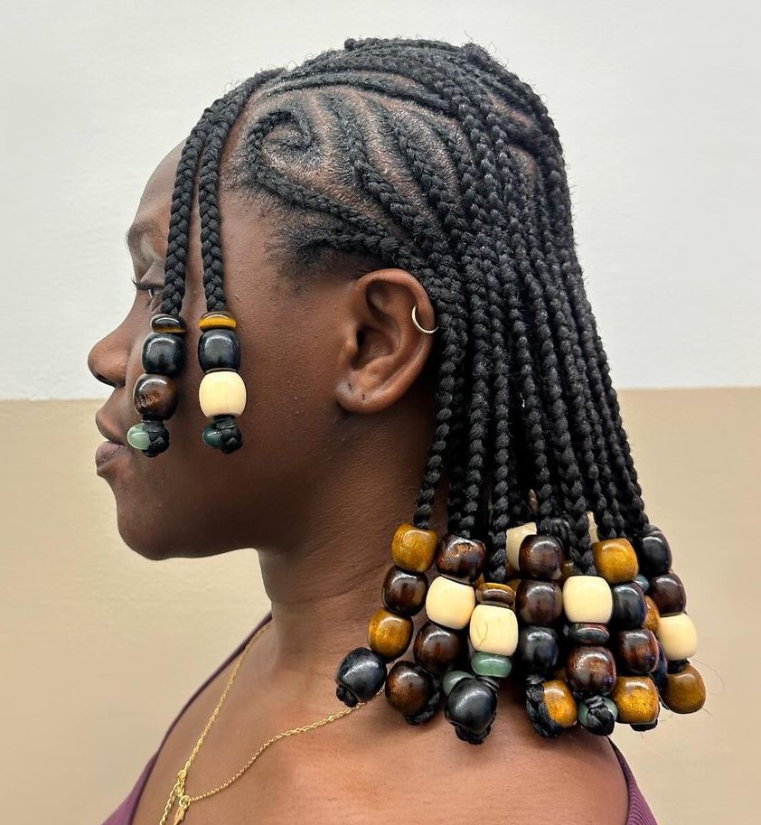 Cornrow Front to Braids with Mixed Beads Cornrow Front to Braids with Mixed Beads — Braids with Beads
