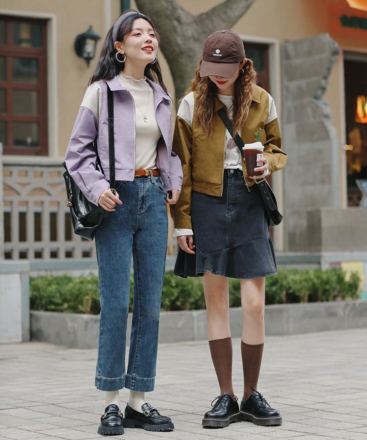 Playful Pastels: Color-Blocked Jacket with Denim — Seoul Outfits
