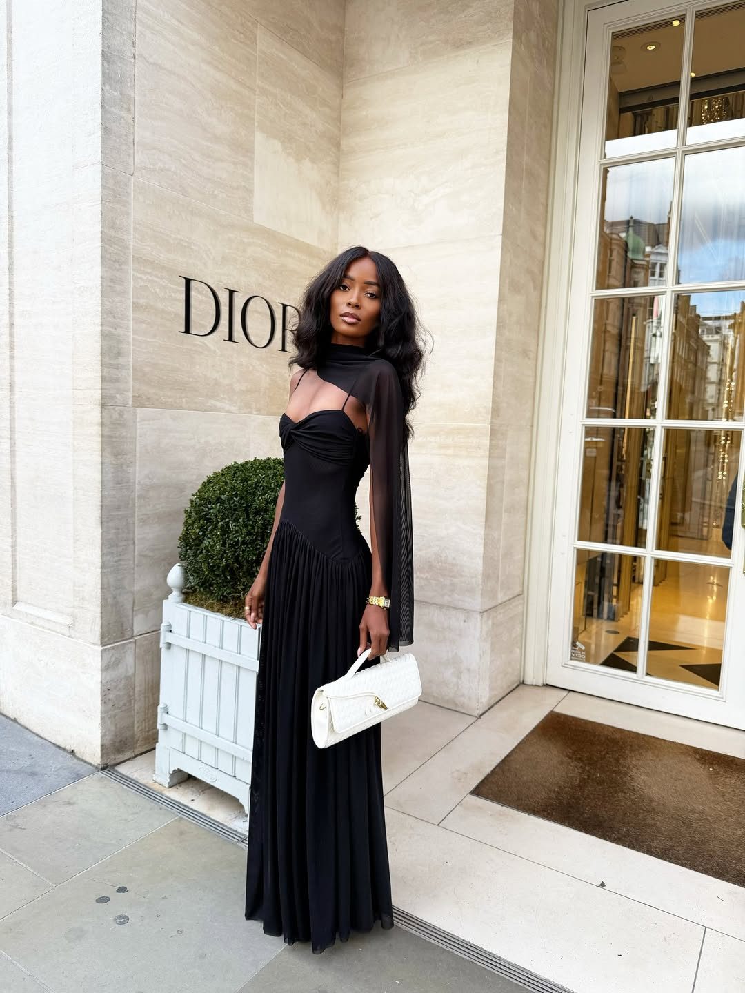 Dramatic Gown with Sheer Overlay for Formal Events — Little Black Dress Outfits