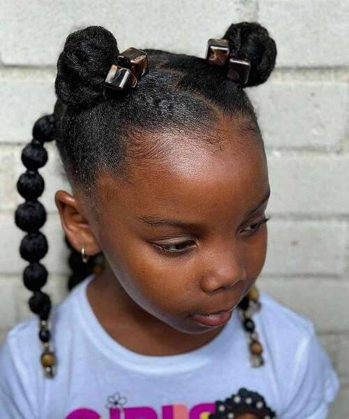 Double Puffs With Braided Accents Double Puffs With Braided Accents — Little Black Girl Hairstyles