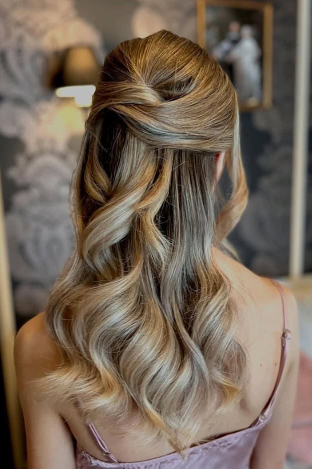Ash Blonde Balayage Twisted Half-Up — Half Up Half Down Medium Hair