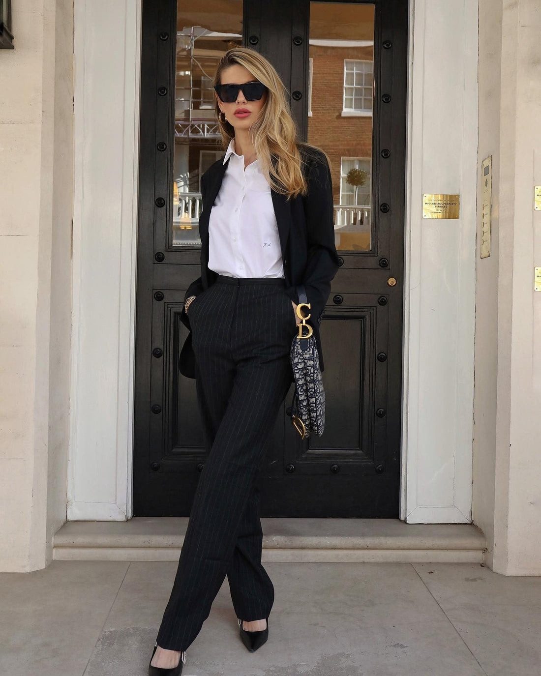 Sharp Pinstripe Suit with Wide-Leg Trousers for Networking Sharp Pinstripe Suit with Wide-Leg Trousers for Networking — Networking Event Outfits