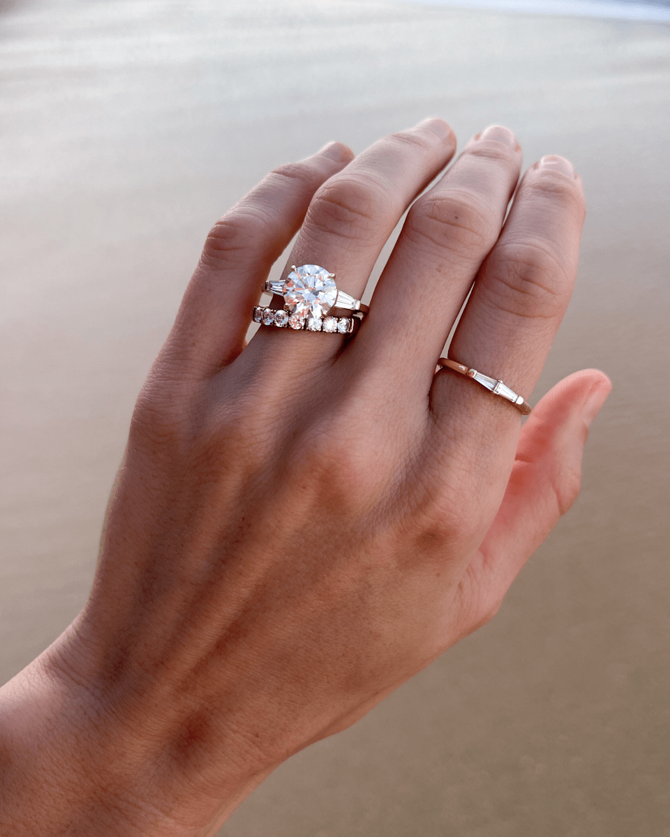Engagement Ring Stack with Baguette Accents Engagement Ring Stack with Baguette Accents — Stacked Rings