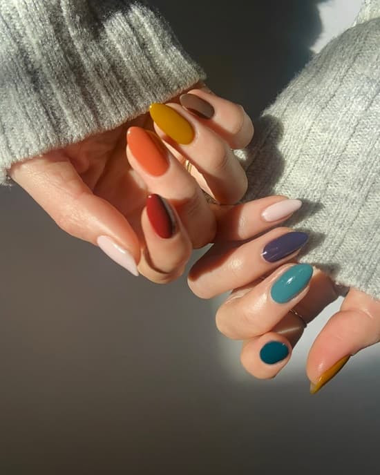 Each Nail Is A Different Solid Color Visual Idea Each Nail Is A Different Solid Color Visual Idea — Skittle Nails