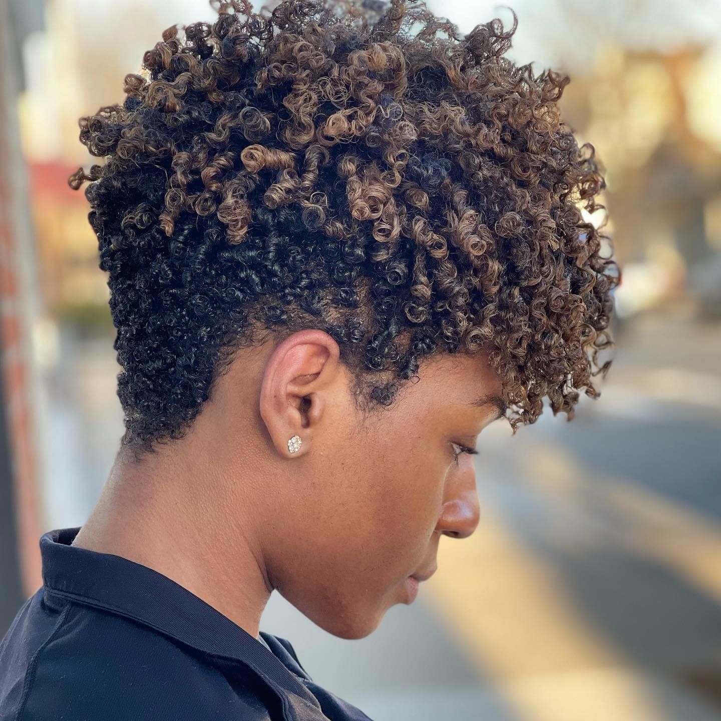 Black With Subtle Brown Highlights Visual Idea — Short Natural Hairstyles