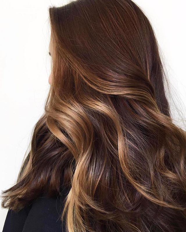 Dark Brown Waves With Caramel Balayage — Clip In Extensions Hairstyles