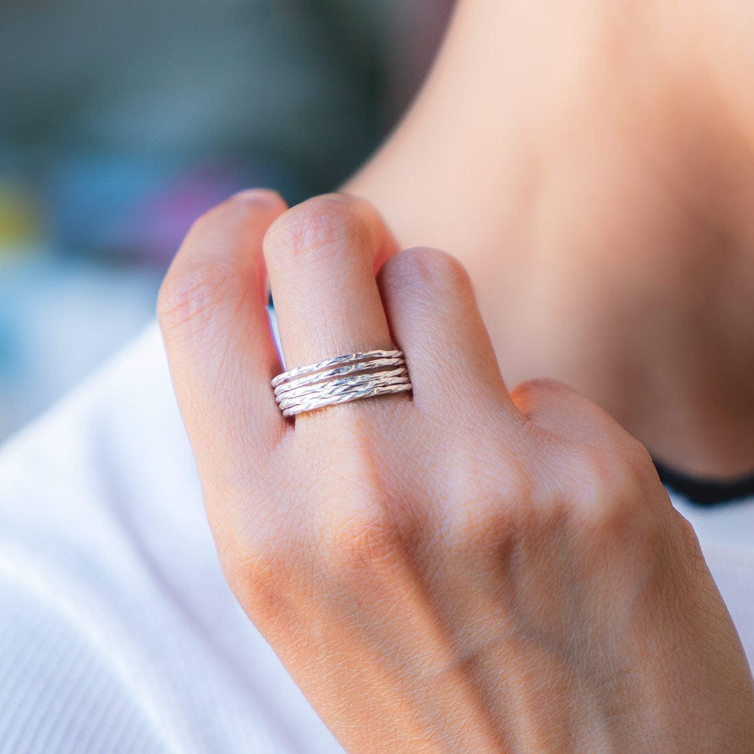 Varied Width Sterling Silver Ring Stack