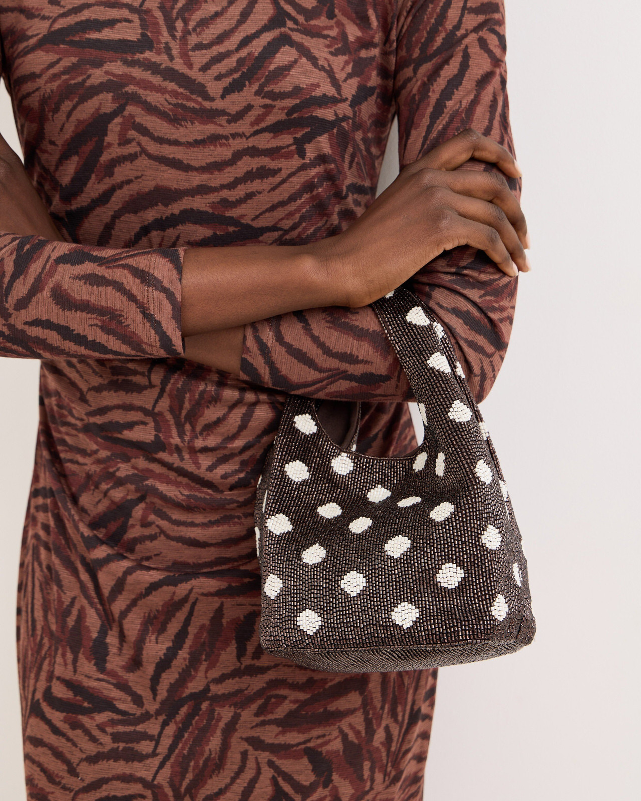 Dark Beaded Clutch with Polka Dot Pattern Dark Beaded Clutch with Polka Dot Pattern — Wedding Guest Bags