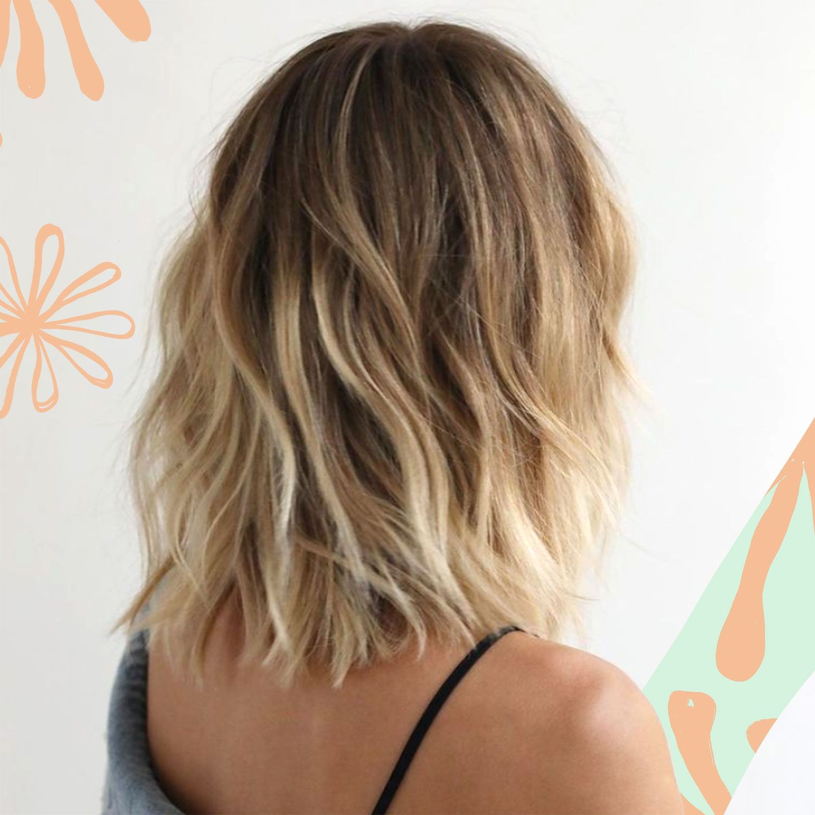 Dark Brown Base With Blonde Balayage Visual Idea — Shoulder Length Haircuts